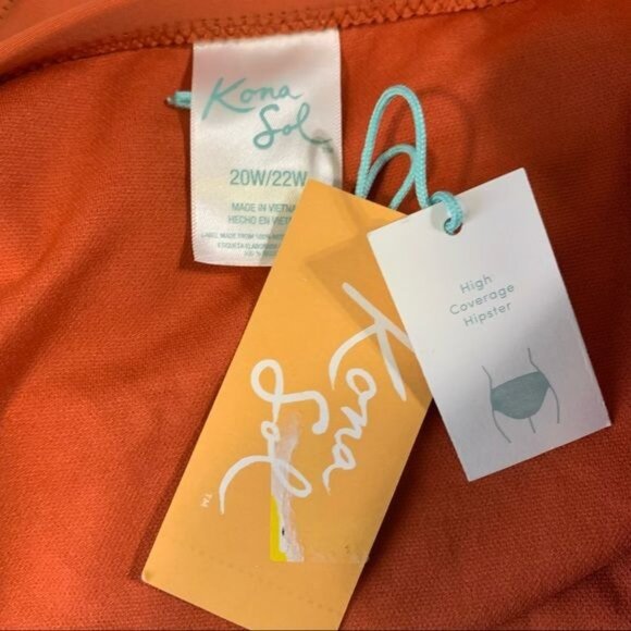 Kona Sol high coverage hipster bikini swimsuit bottom in rust red size 20/22 - Picture 6 of 9